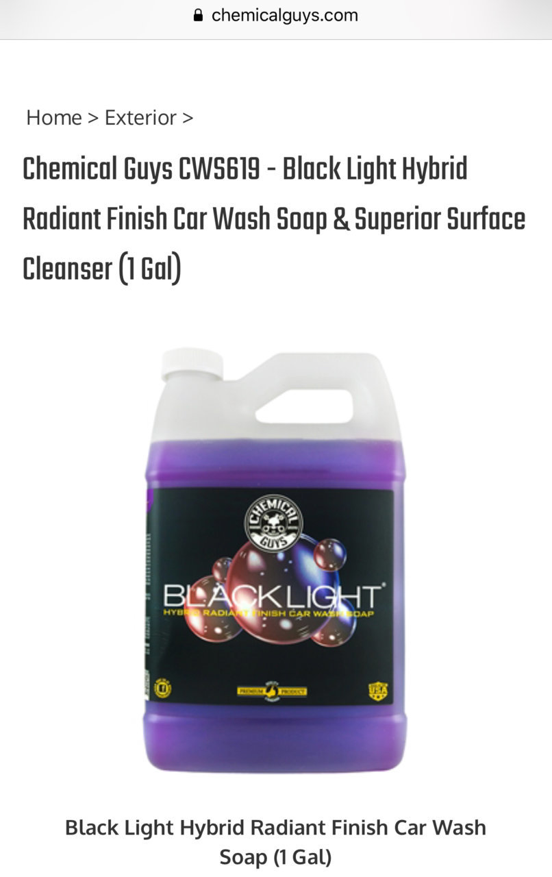 Chemical Guys Black Light Hybrid Radiant Finish Car Wash Soap