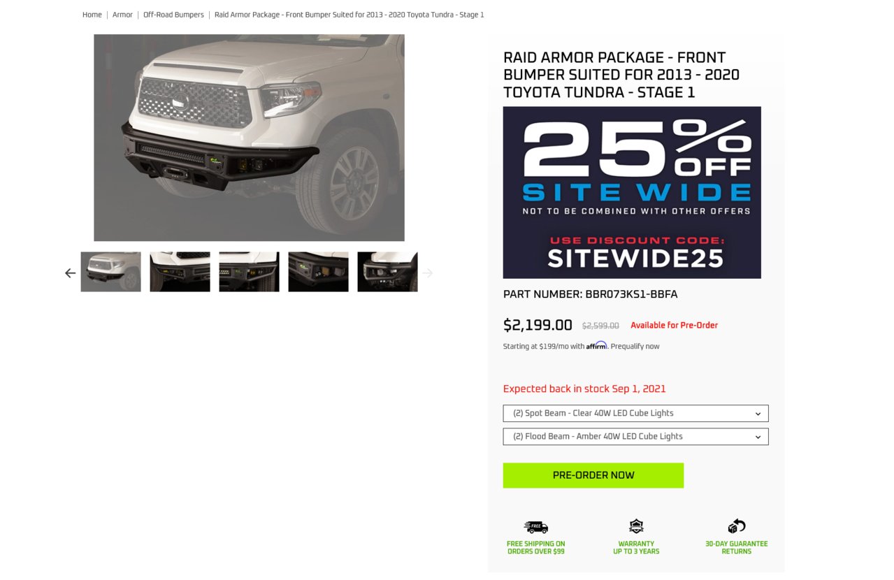 Front Bumper Suited for 2013 - 2020 Toyota Tundra - Stage 1.jpg