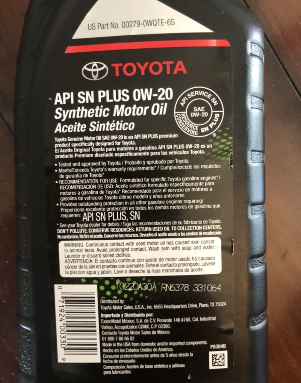 Toyota Oem 0w Synthetic For The 5 7l Toyota Tundra Forum