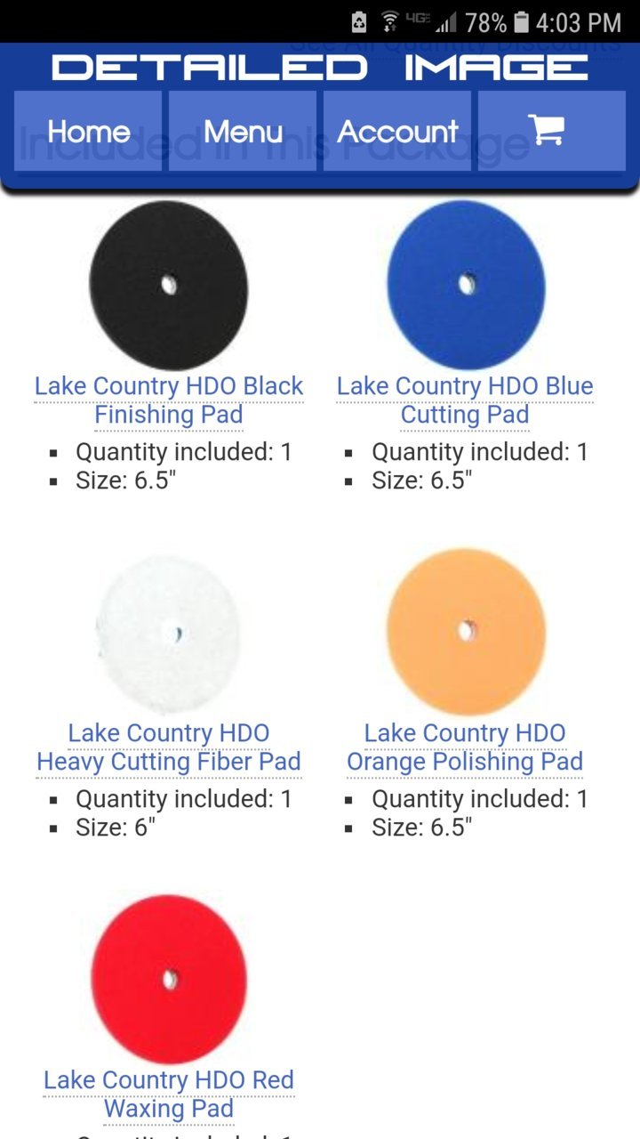 Lake Country Buffing Pads Chart