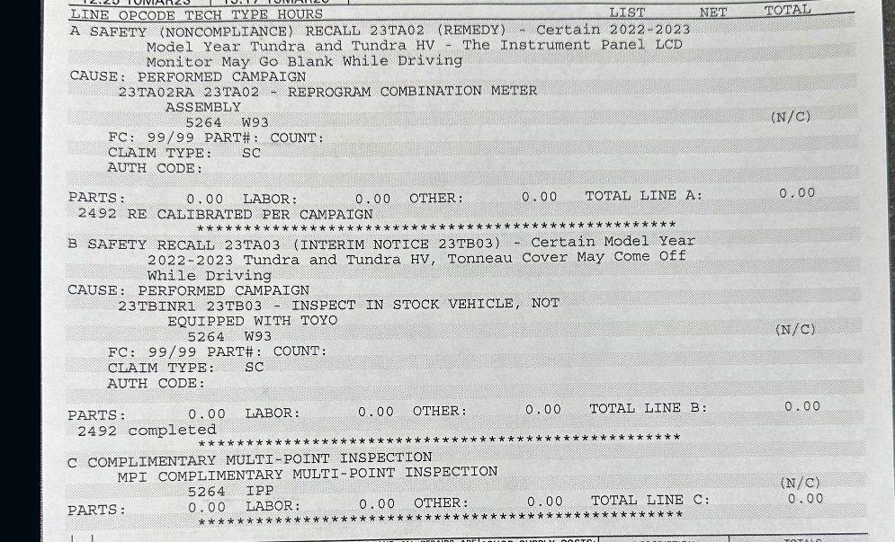 REMEDY AVAILABLE: Safety Recall 23TA03 2022-2023 Tundra, Tundra HV: Tonneau  Cover