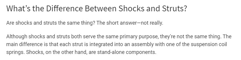 What's the Difference Between Shocks and Struts?