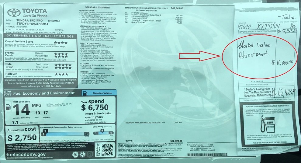 2019 TRD Pro "market value adjustment" | Toyota Tundra Forum