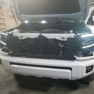 Working on my buddies truck tonight... got his 2018 lights in.