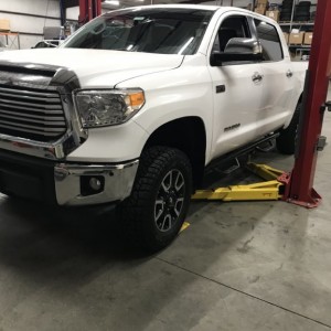 Just finished helping install the BOSS kit on this super fast white Tundra!