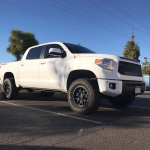 Another clean and simple Tundra build out the door. 325/60/18 Toyo AT II XD Bully wheels Icon Stage 2 w/ Upper Arms Debaged/Tint Grille w/ behind the