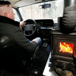 Wood Burning Stove In Car