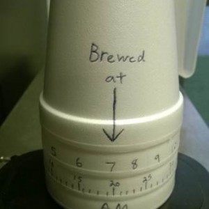 Extreme boredom has set in at work. I decided to be creative at the coffee pot to answer the most asked question.