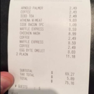 Is this our bill? No. It belongs to those gentlemen in the U.S. Military who were eating at the same restaurant. Thank you to all of those who serve o