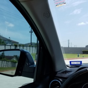 Inside drivers view. 30% front 70% windshield