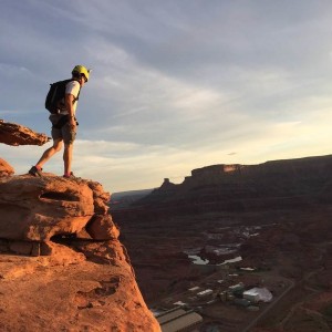 Sunset BASE jumping near cliffhanger trail in Moab.