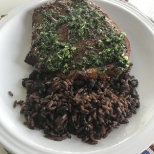 @comiami BBQ'd steak for days! His lovely wife made Cuban rice. Nom nom