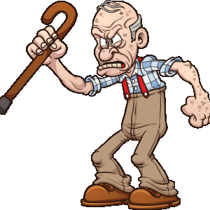 Angry Man With Cane