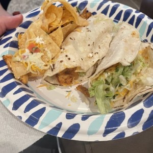 Shrimp tacos and nachos