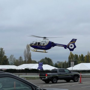 Tailgating before the UW game. Turns out we are right next to the hospital helicopter landing zone. Pretty fricken cool if you ignore there's someone